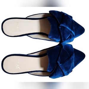 J.Crew Blue Velvet Flat Slip ons. Never been worn. Only tried on at home